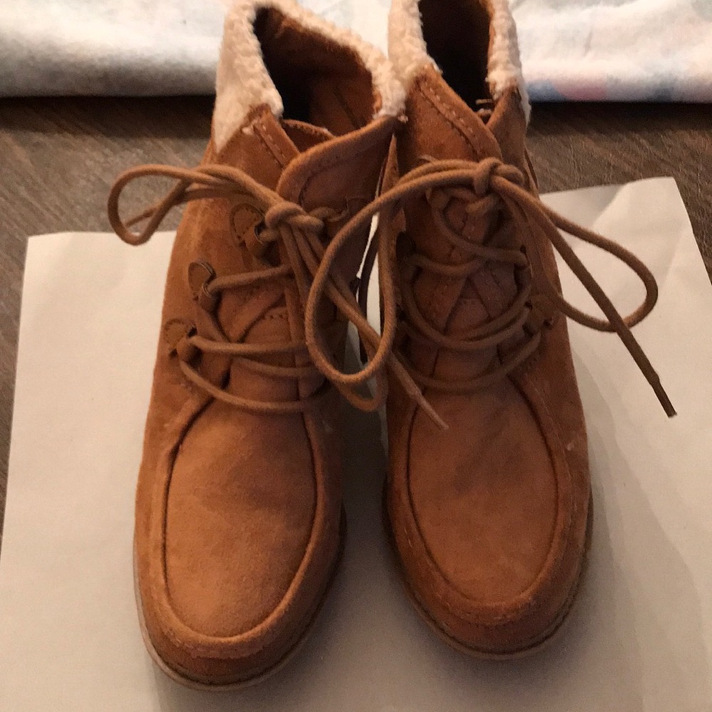 MadLove Wedge Faux Suede & Shearling Ankle Booties